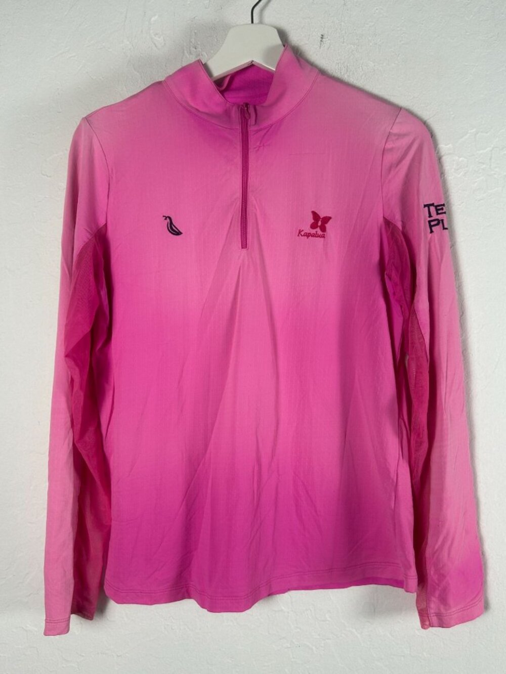 Ibkul Womens Pink Long Sleeve 1/4 Zip Pullover Medium Kapalua & Team Play Logos